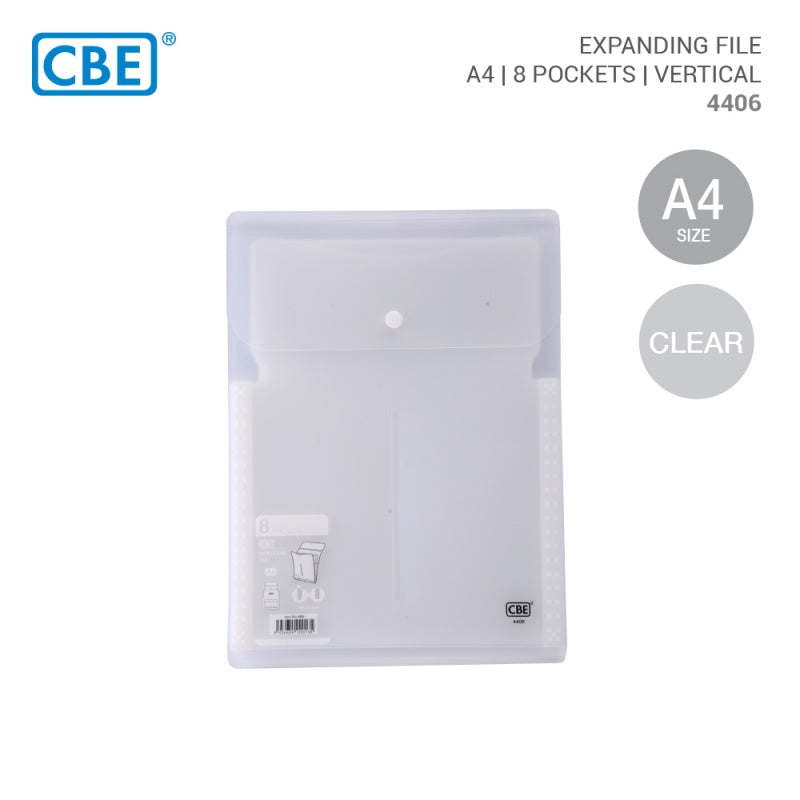 CBE 4406 Expanding File 8 Pockets A4 Clear