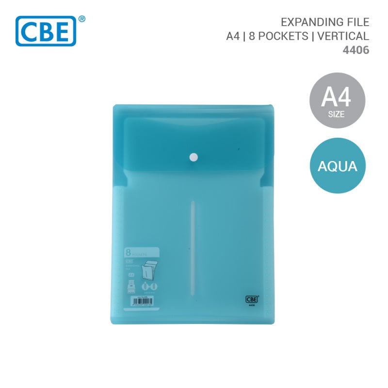 CBE 4406 Expanding File 8 Pockets A4 Aqua