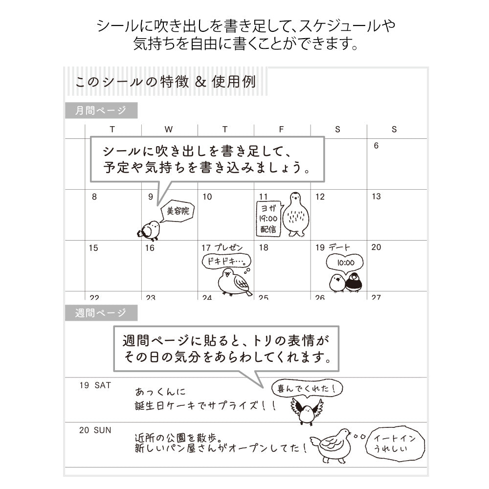 MIDORI Sticker 2593 Chat Birds