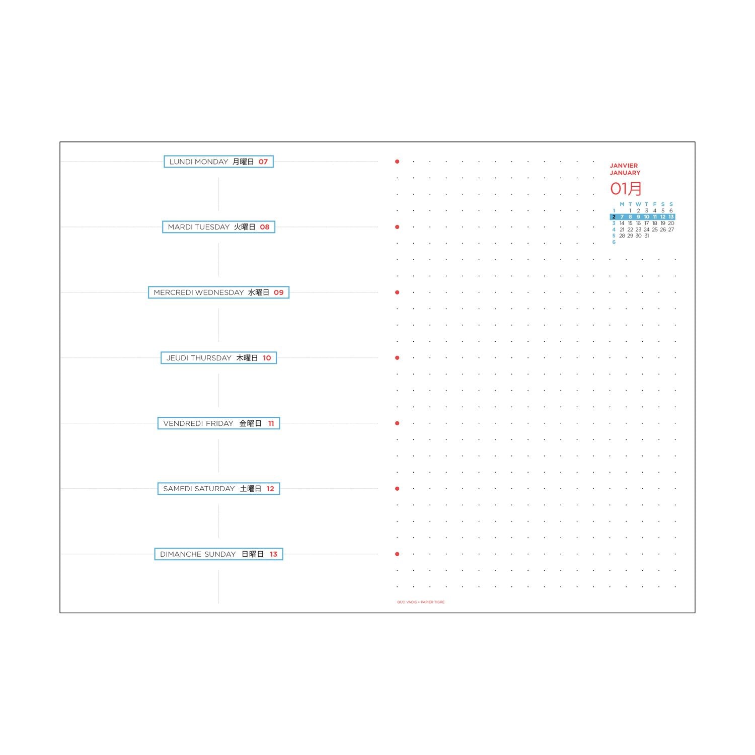 QUO VADISxPAPIER TIGRE 2023 Weekly S 10x15cm Layer