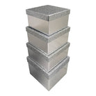 CLAIREFONTAINE Gift Box Square Set of 4 Silver Glitter