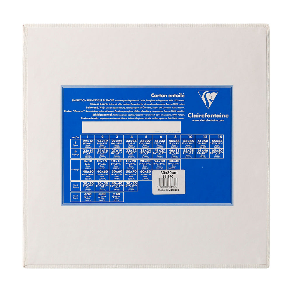 CLAIREFONTAINE Canvas Board White 3mm 30x30cm