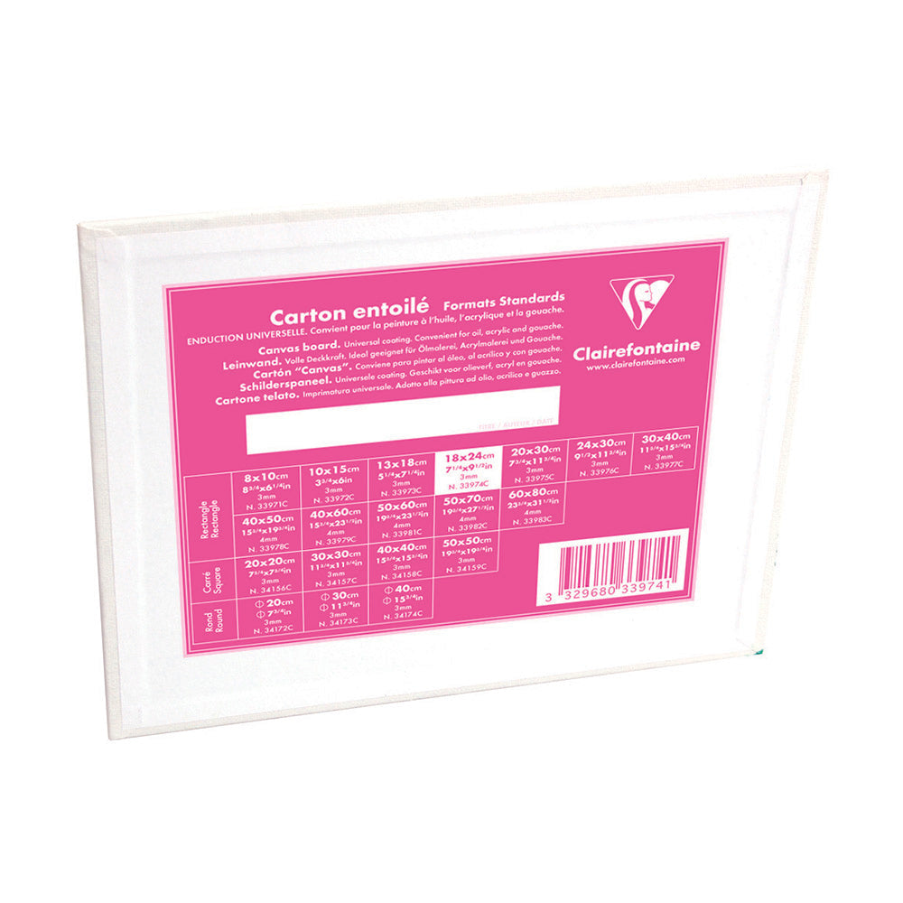 CLAIREFONTAINE Canvas Board White 3mm 18x24cm