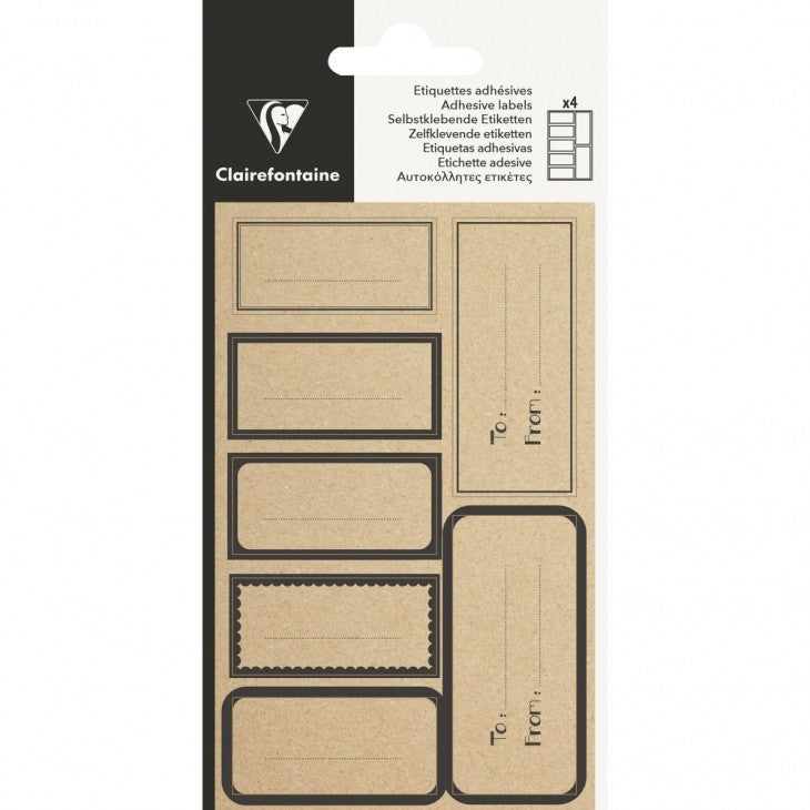 CLAIREFONTAINE Adhesive Labels Minimalist 28s Kraft Blk Rect Default Title