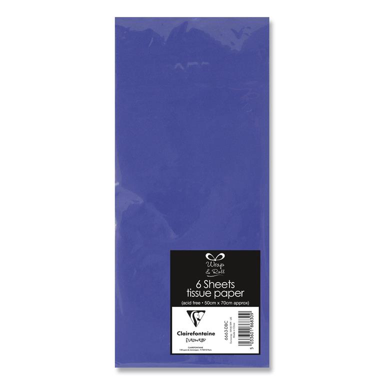 CLAIREFONTAINE Tissue Paper 16g 50x70cm 6s Dark Blue