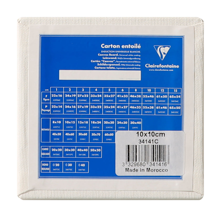 CLAIREFONTAINE Canvas Board White 3mm 10x10cm