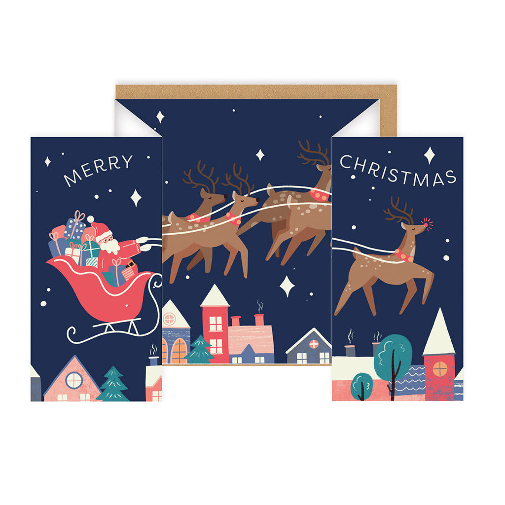 OHH DEER Card Christmas Santa's Sleigh Concertina 1232595