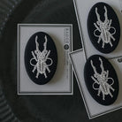 RIBBON WORKS Embroidery Brooch Silver Stag Beetle