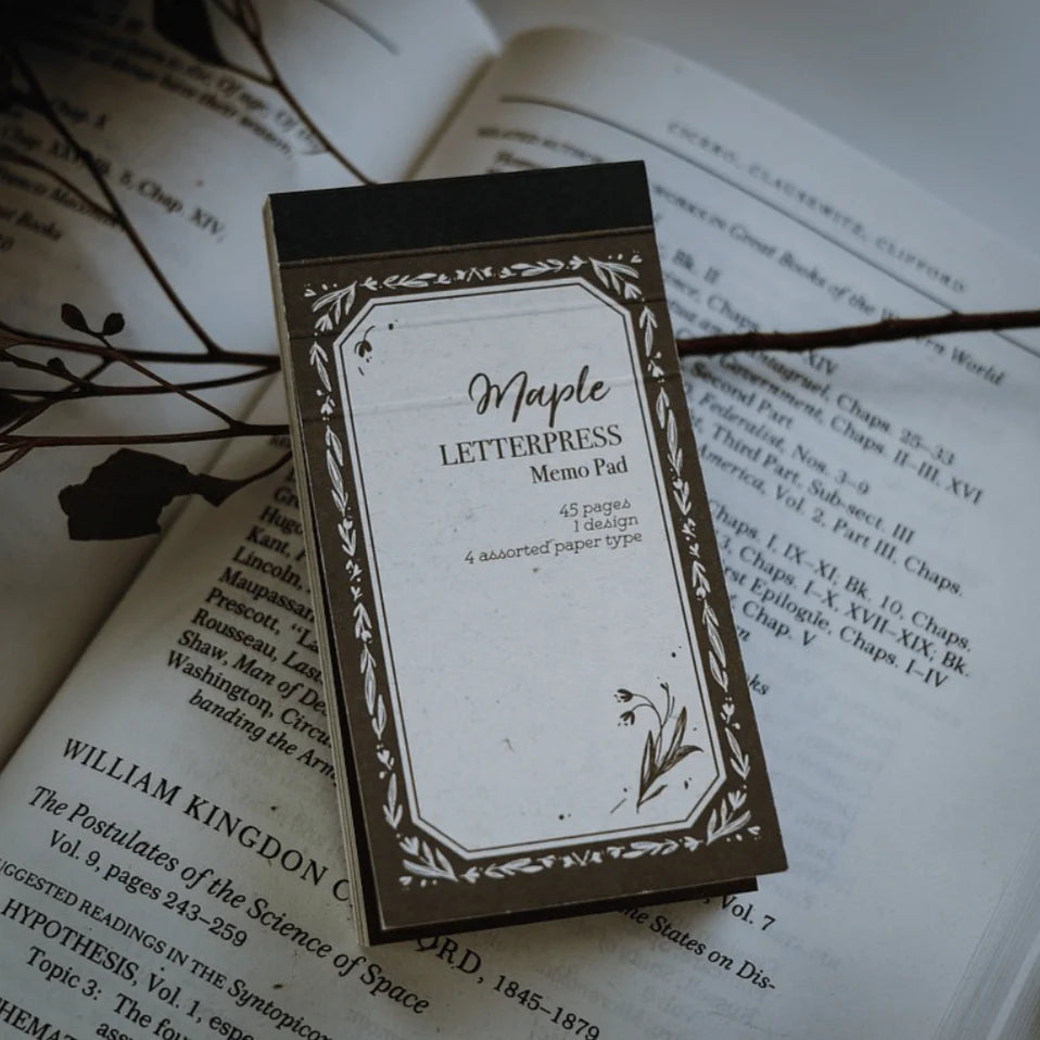 MEOW ILLUSTRATION Letterpress Memo Pad Maple