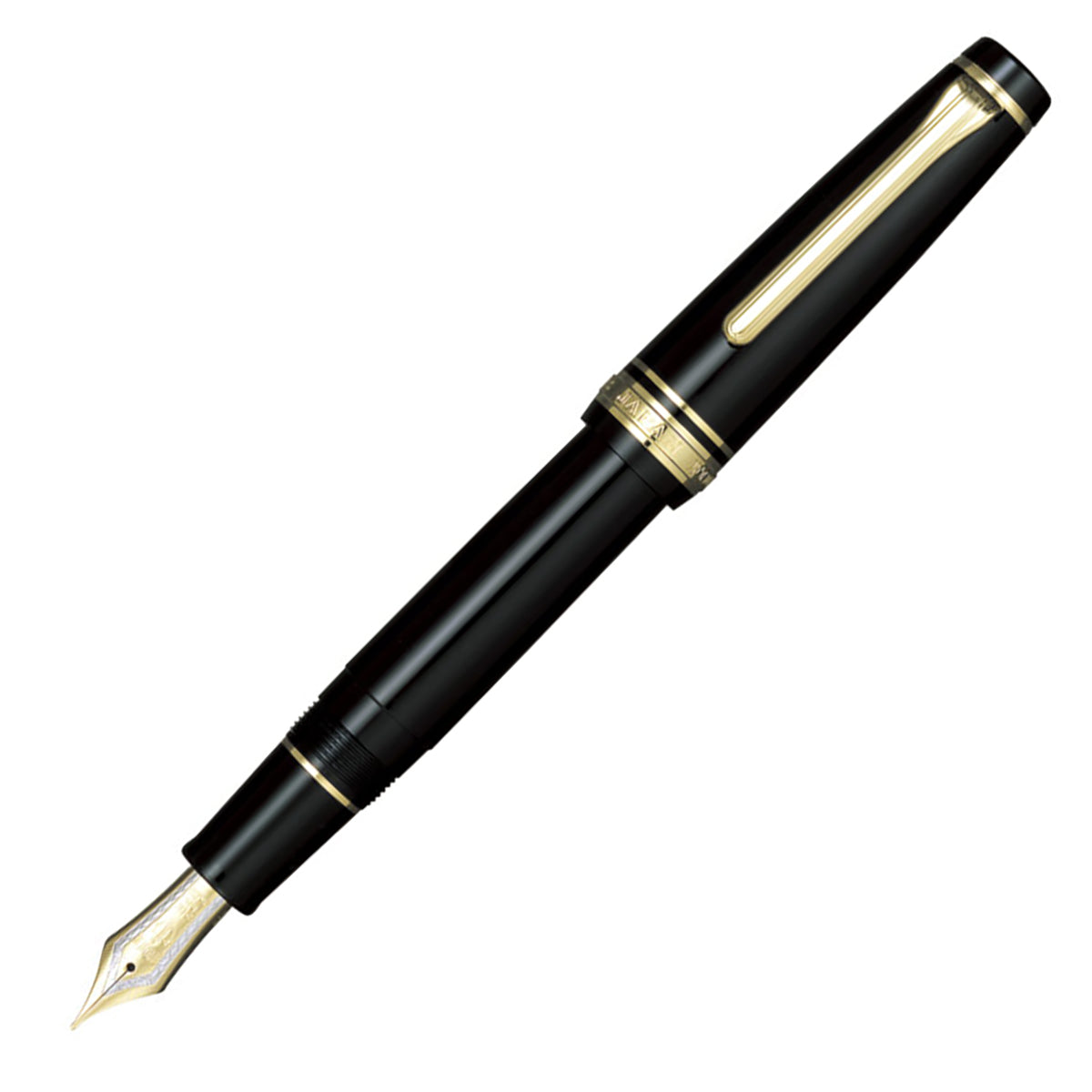 SAILOR Professional Gear Black Fountain Pen-Medium Gold Accent