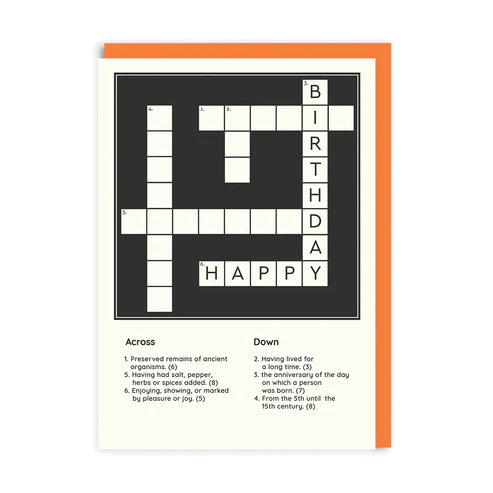 OHH DEER Card Happy Birthday Crossword