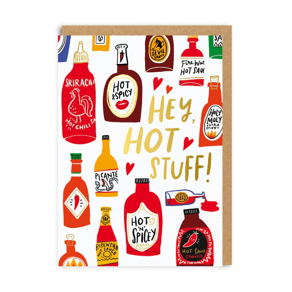 OHH DEER Card Hey Hot Stuff (Sauce Bottles)