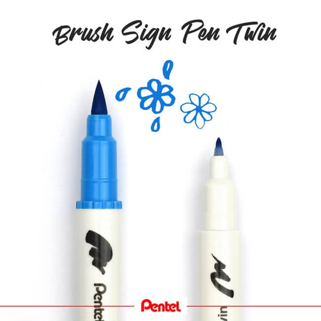 PENTEL Brush Sign Pen Twin-Baby Blue