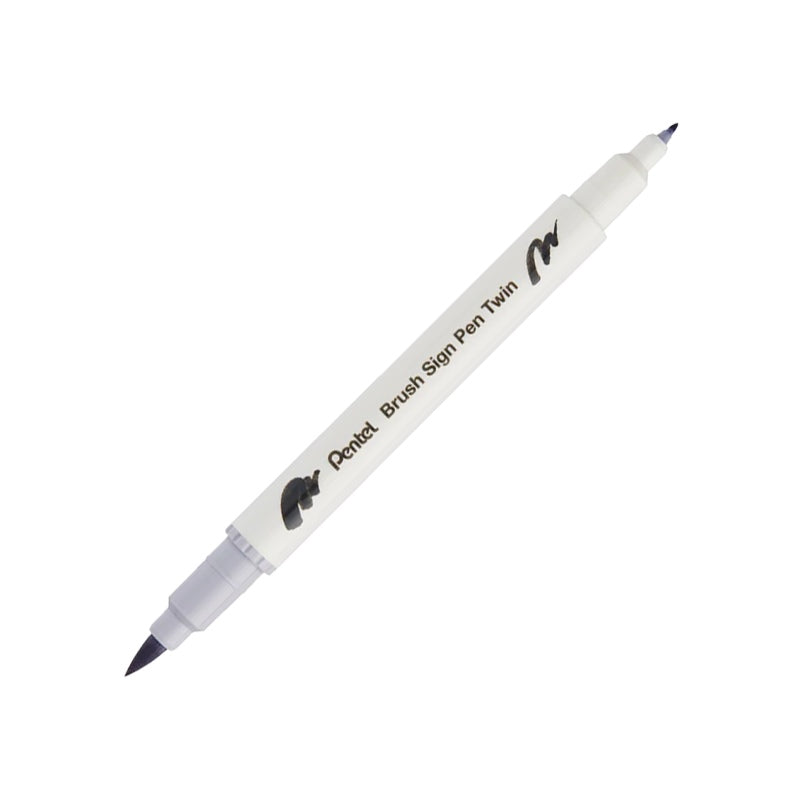 PENTEL Brush Sign Pen Twin-Silver Gray