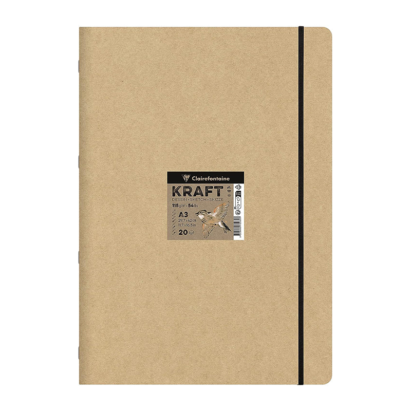CLAIREFONTAINE Plain Kraft Stapled Book 115g A3 20s Default Title