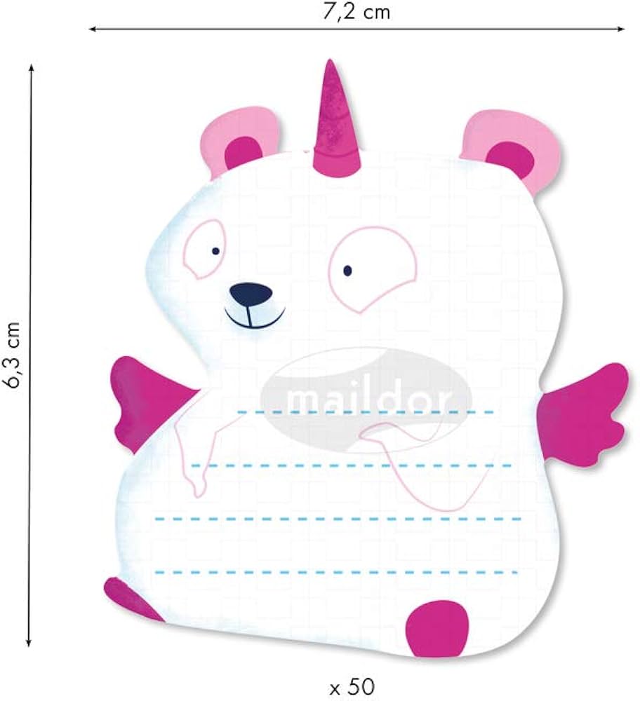 MAILDOR Modou Sticky Note Unicorn Bear 50s