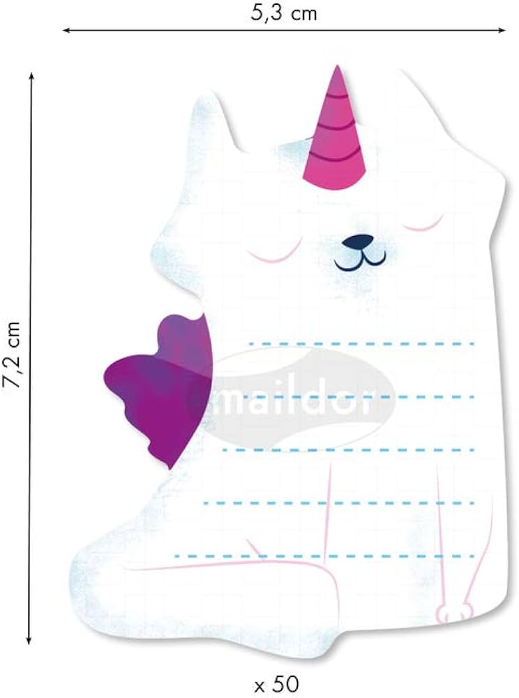 MAILDOR Modou Sticky Note Unicorn Cat 50s