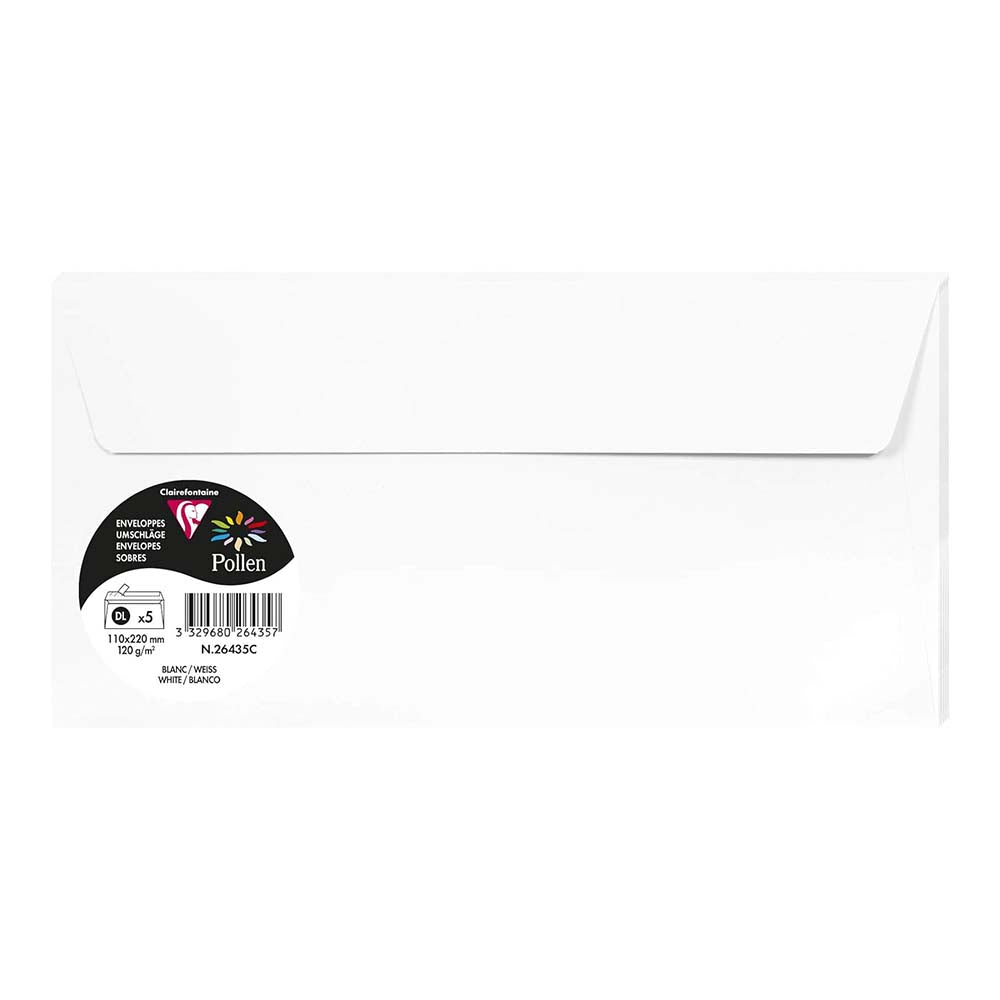 POLLEN Envelopes 120g 110x220mm White 5s