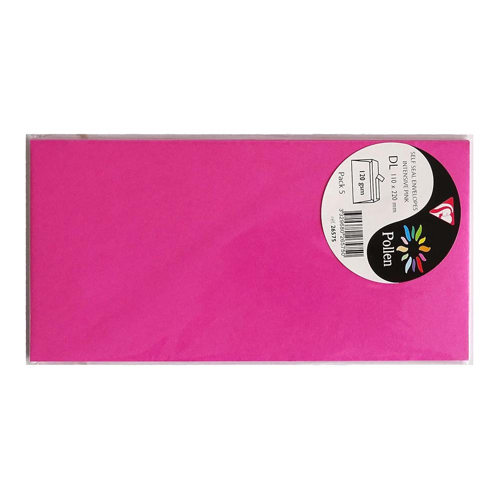POLLEN Envelopes 120g 110x220mm Intensive Pink 5s