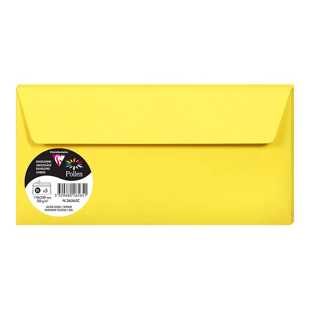 POLLEN Envelopes 120g 110x220mm Intensive Yellow 5s
