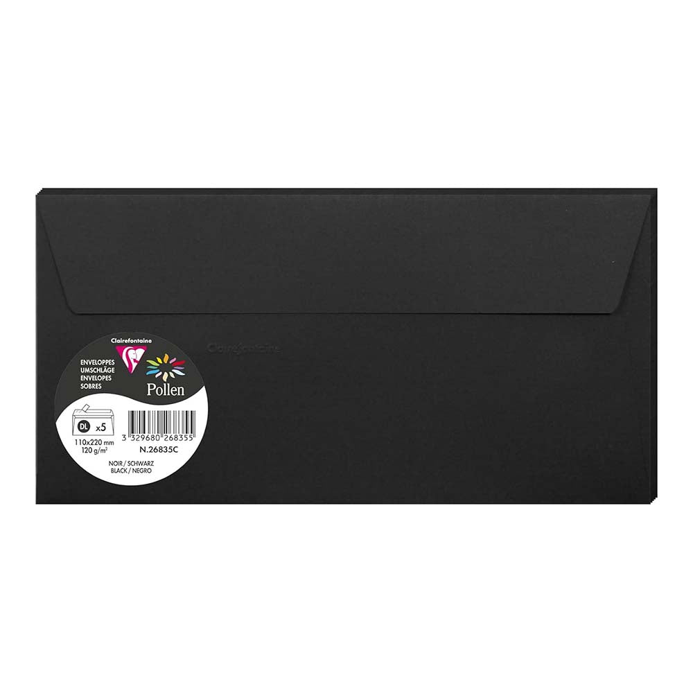 POLLEN Envelopes 120g 110x220mm Black 5s