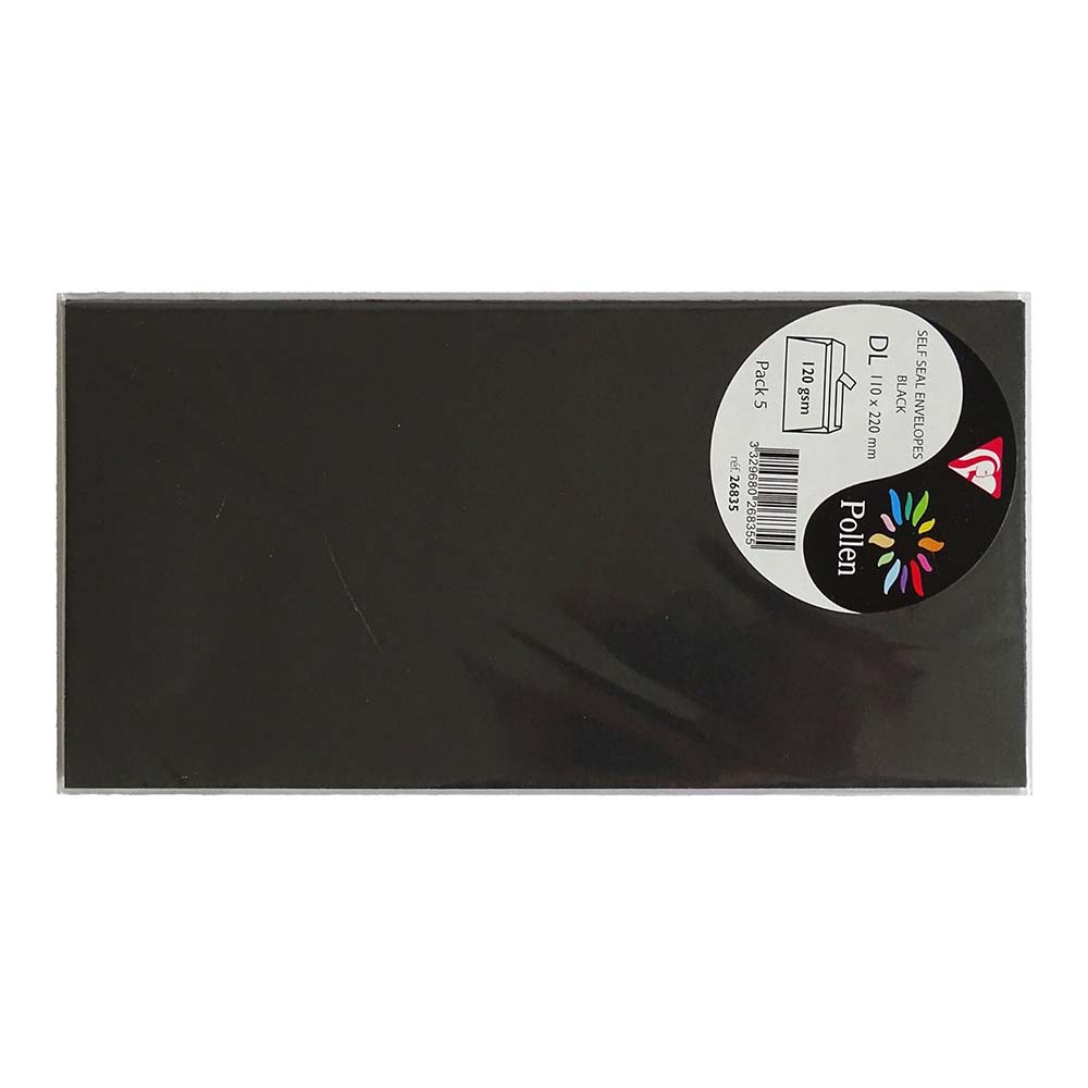 POLLEN Envelopes 120g 110x220mm Black 5s