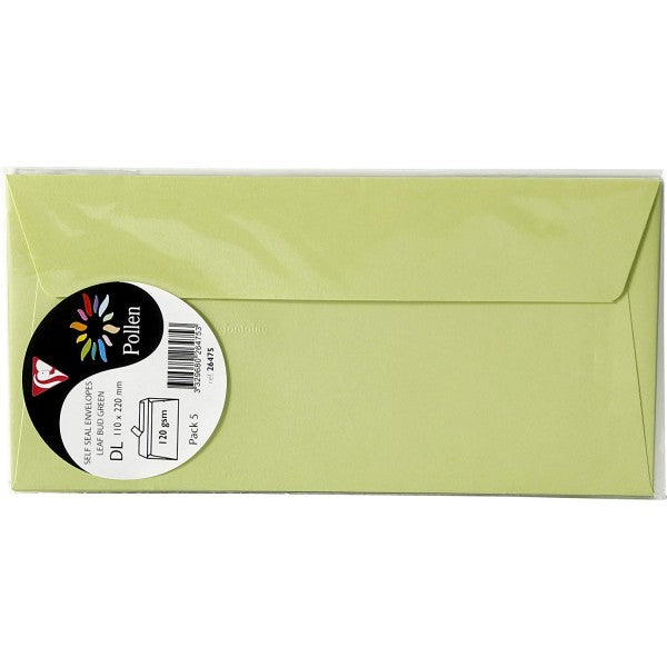 POLLEN Envelopes 120g 110x220mm Leaf Bud Green 5s