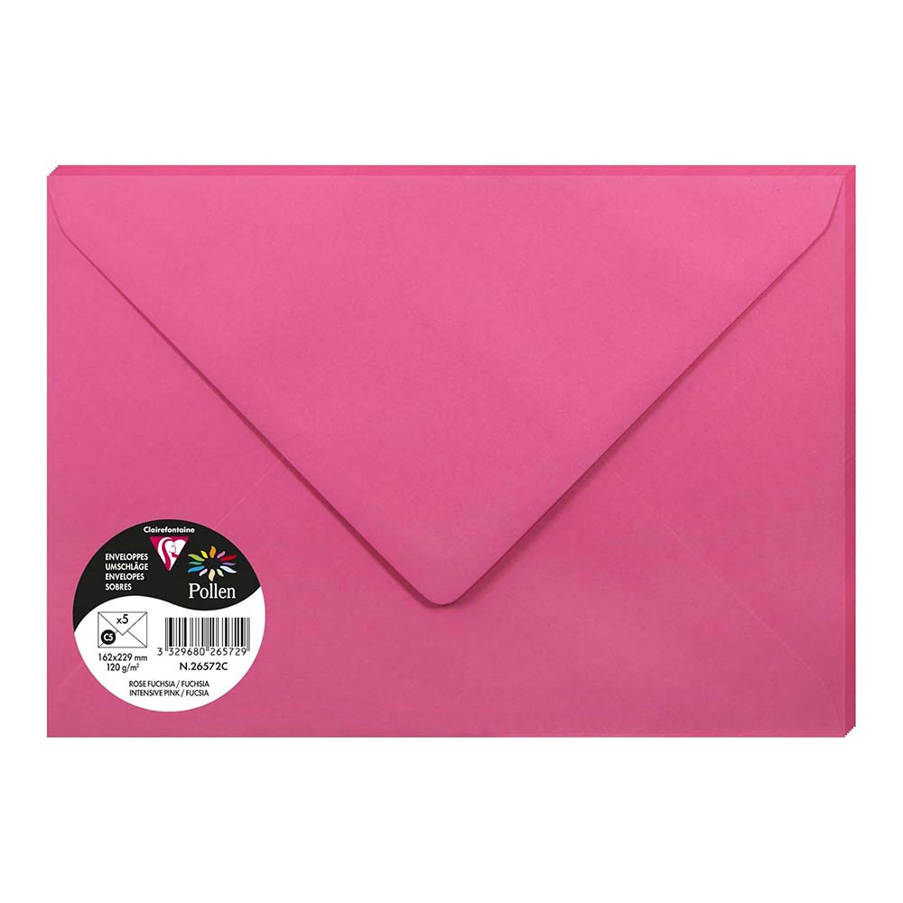 POLLEN Envelopes 120g 162x229mm Intensive Pink 5s