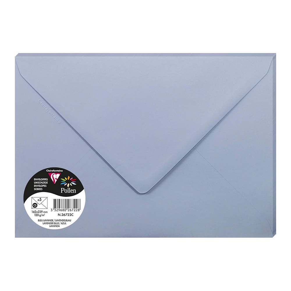 POLLEN Envelopes 120g 162x229mm Lavender Blue 5s