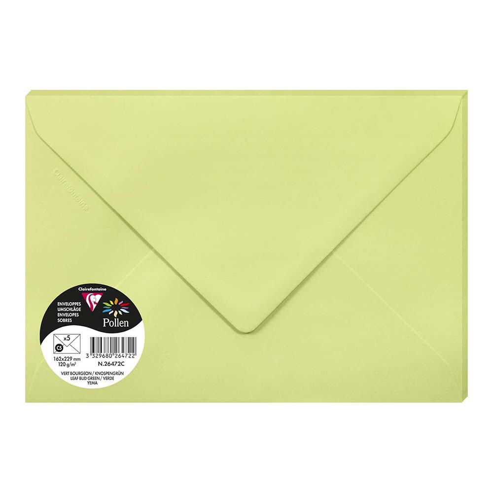 POLLEN Envelopes 120g 162x229mm Leaf Bud Green 5s