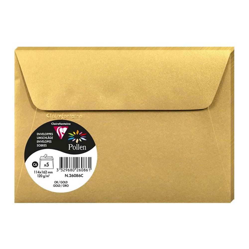 POLLEN Envelopes 120g 162x114mm Gold 5s