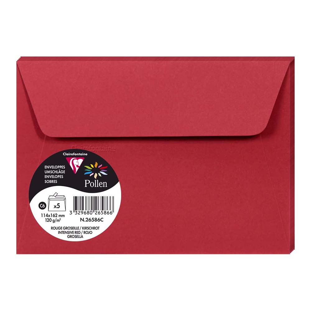 POLLEN Envelopes 120g 162x114mm Intensive Red 5s