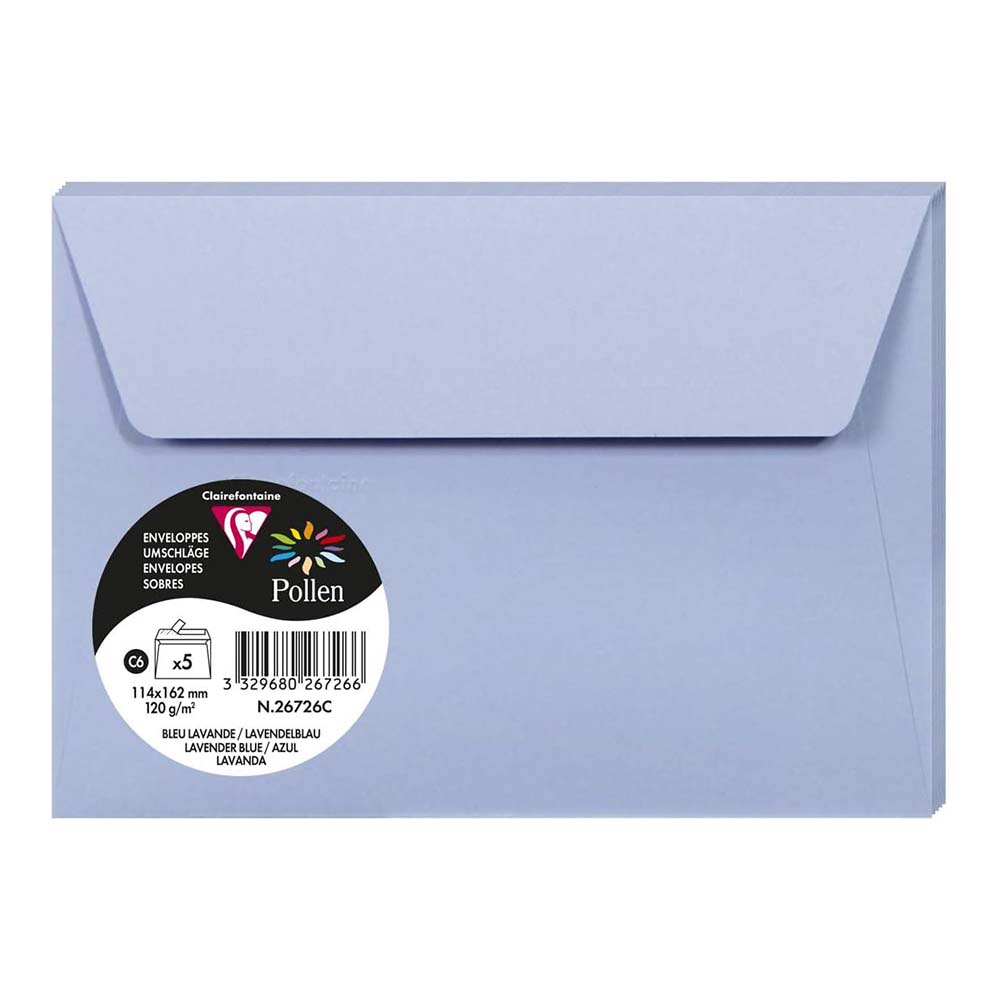 POLLEN Envelopes 120g 162x114mm Lavender Blue 5s