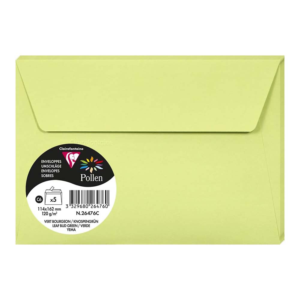 POLLEN Envelopes 120g 162x114mm Leaf Bud Green 5s