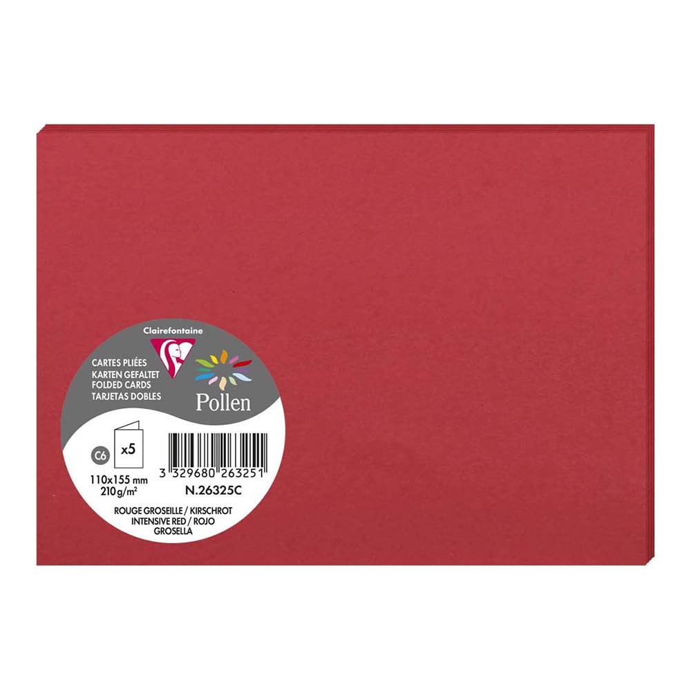 POLLEN Folded Cards 120g 162x114mm Intensive Red 5