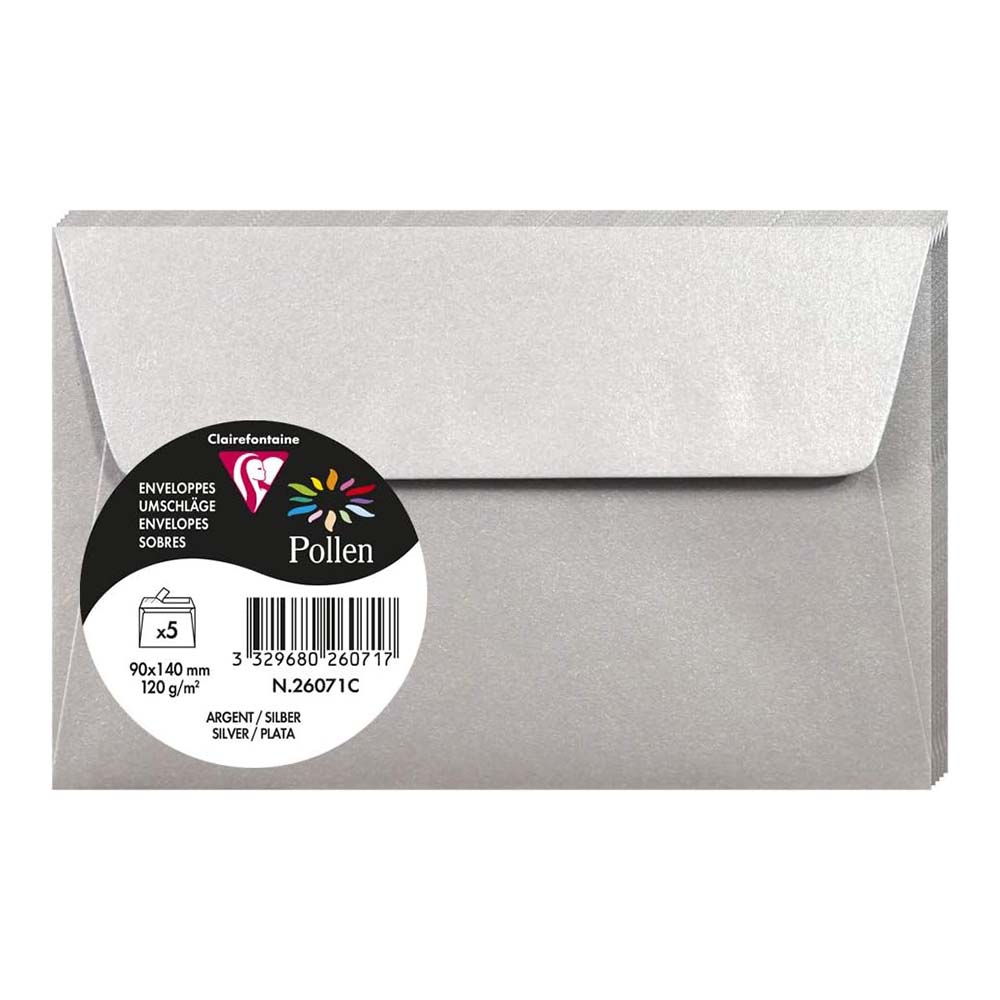 POLLEN Envelopes 120g 90x140mm Silver 5s