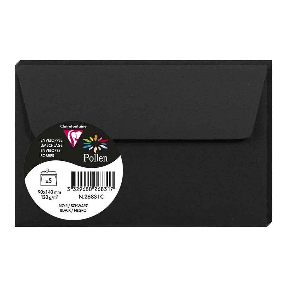 POLLEN Envelopes 120g 90x140mm Black 5s