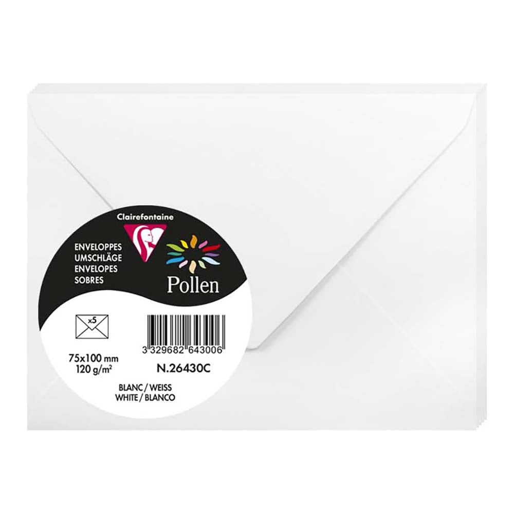 POLLEN Envelopes 120g 75x100mm White 5s