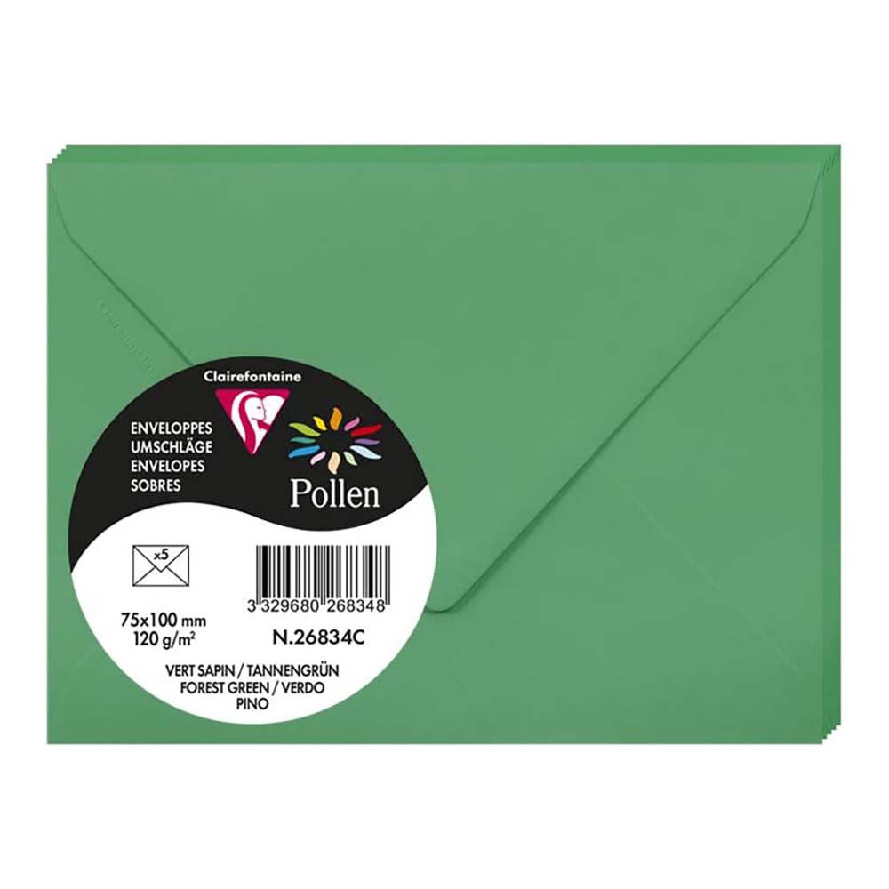POLLEN Envelopes 120g 75x100mm Forest Green 5s