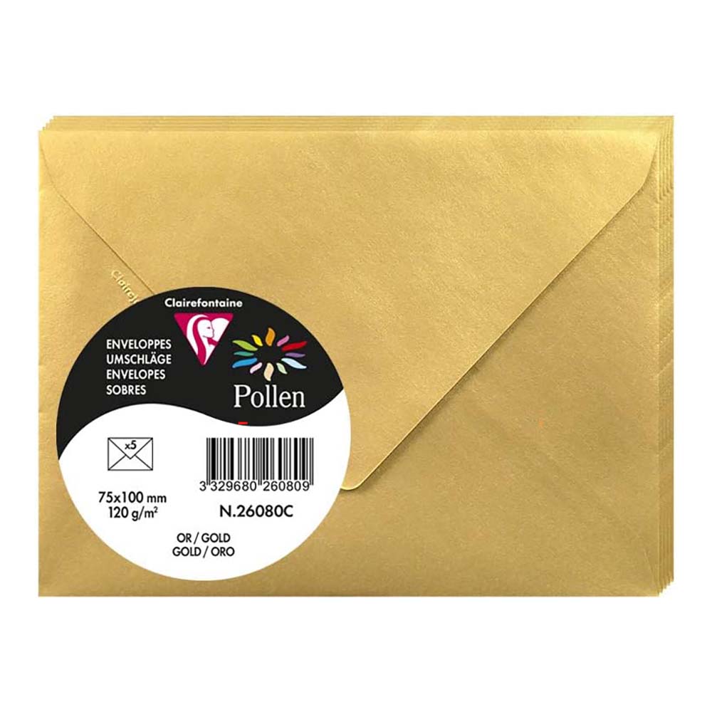 POLLEN Envelopes 120g 75x100mm Gold 5s