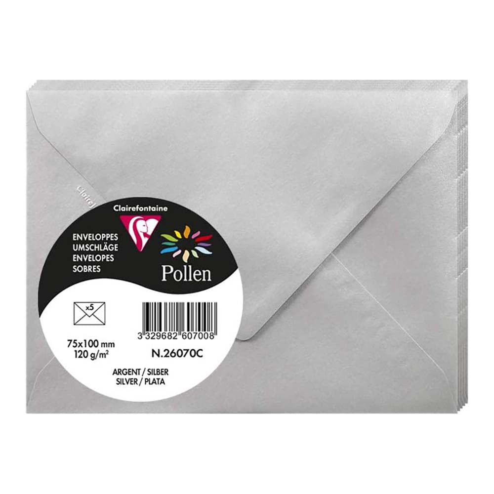 POLLEN Envelopes 120g 75x100mm Silver 5s