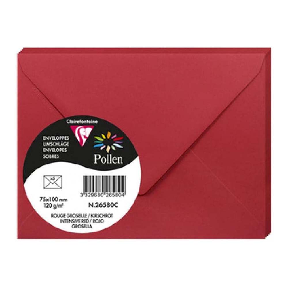 POLLEN Envelopes 120g 75x100mm Intensive Red 5s