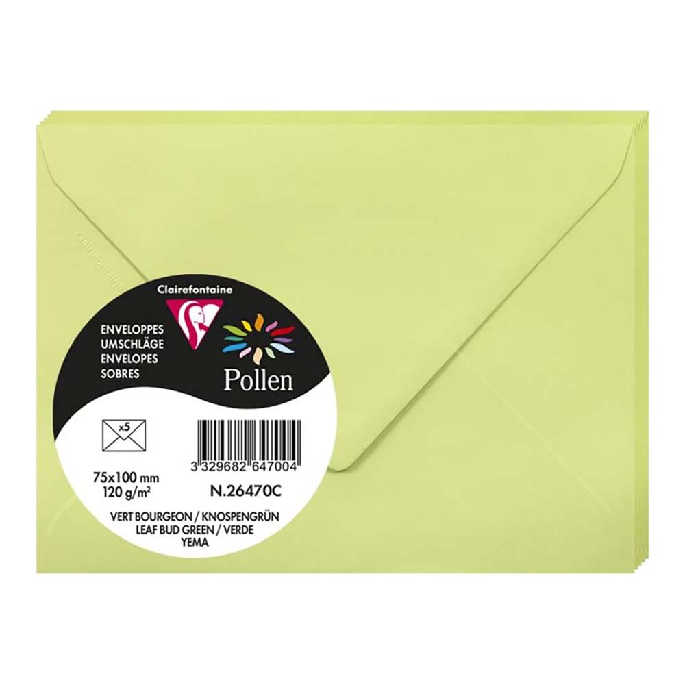 POLLEN Envelopes 120g 75x100mm Leaf Bud Green 5s