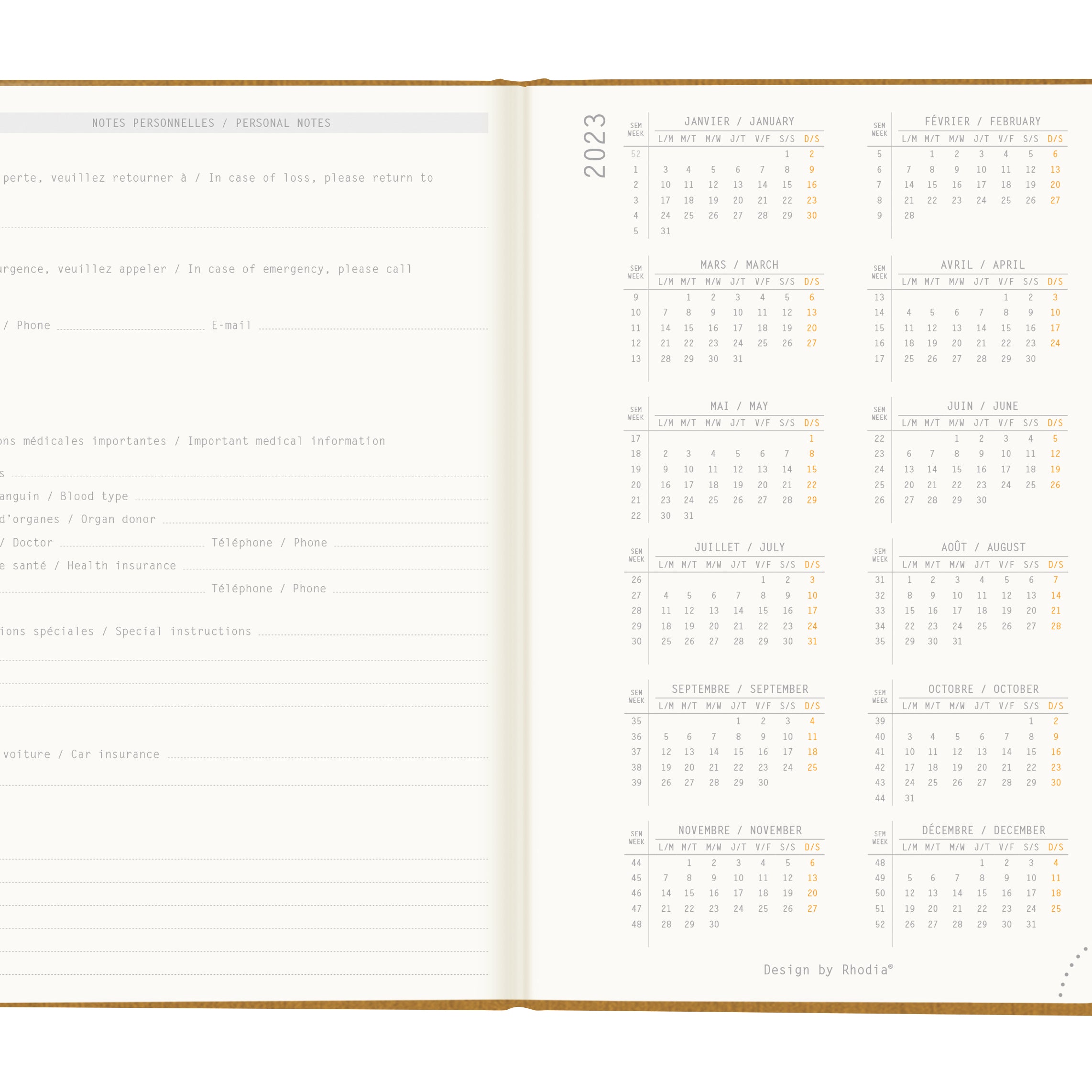 RHODIA 2024 Webplanner A6 Weekly Horizontal Gold Default Title