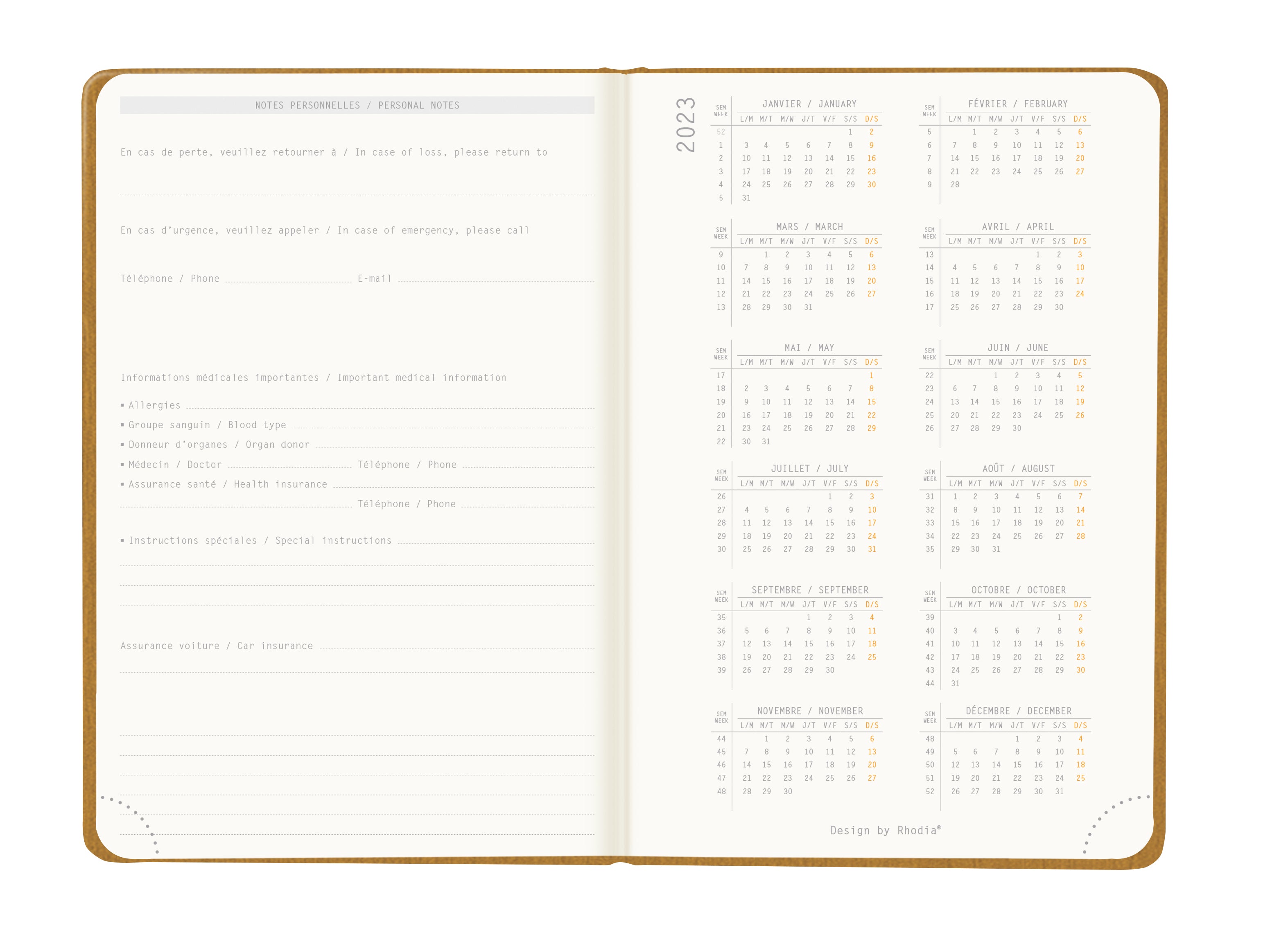 RHODIA 2024 Webplanner A6 Weekly Horizontal Gold Default Title