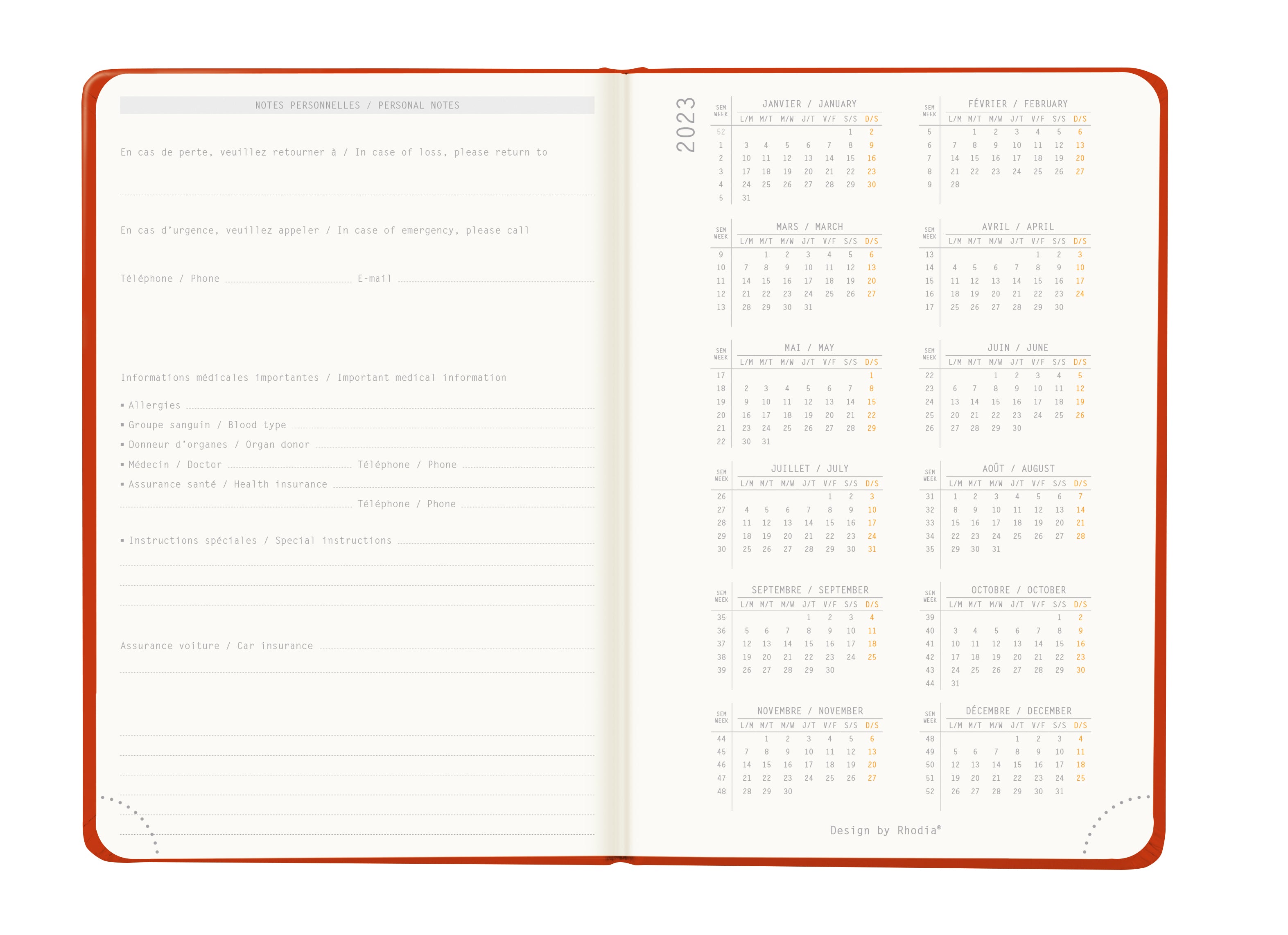 RHODIA 2024 Webplanner A6 Weekly Horizontal Poppy Default Title