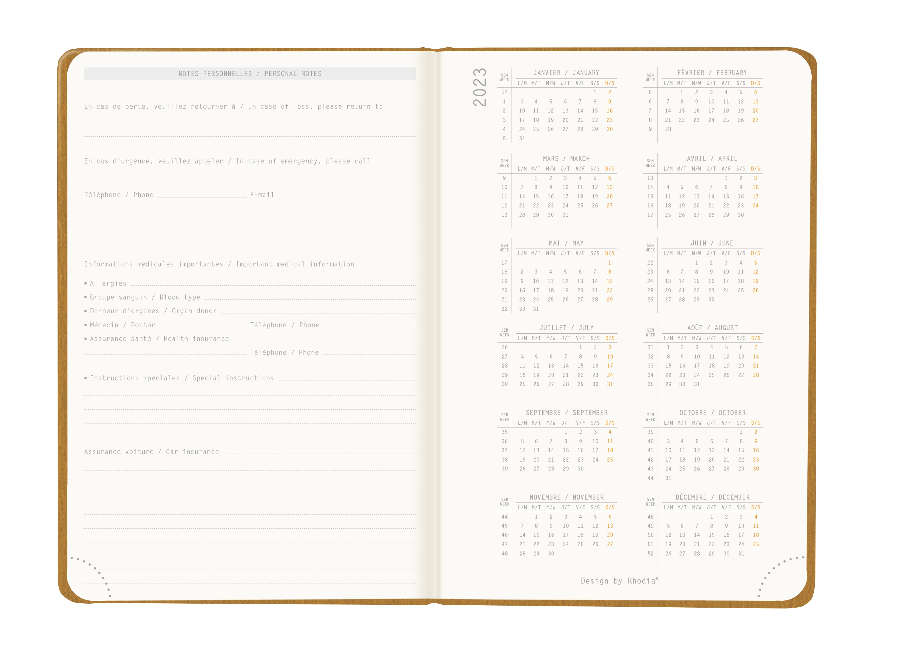 RHODIA 2024 Webplanner A6 Weekly Vertical Gold Default Title