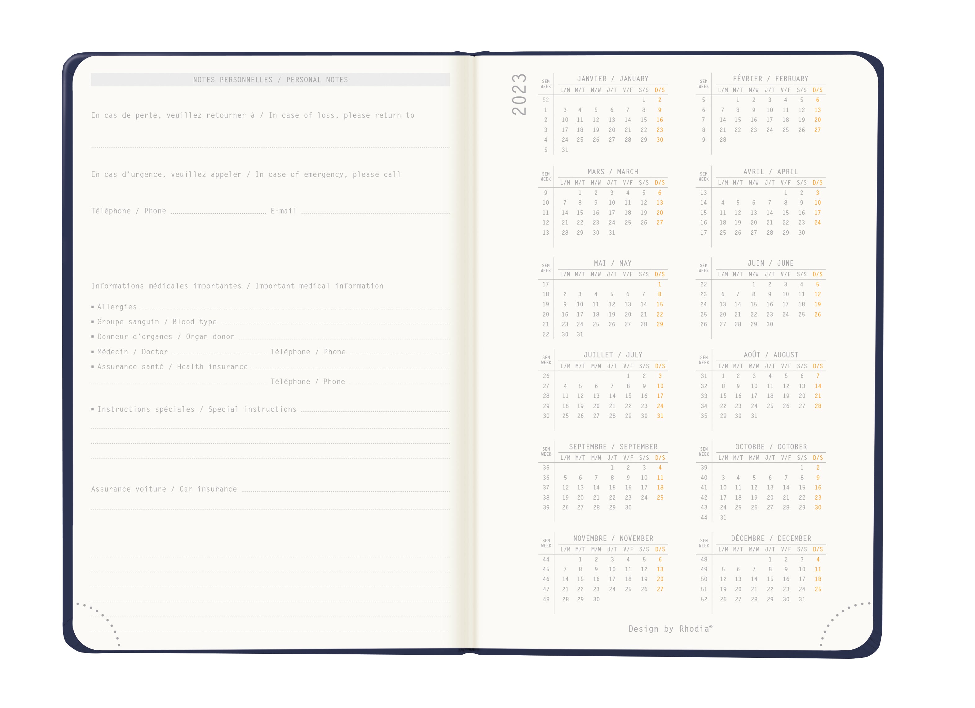 RHODIA 2024 Webplanner A6 Weekly Vertical Midnight Default Title