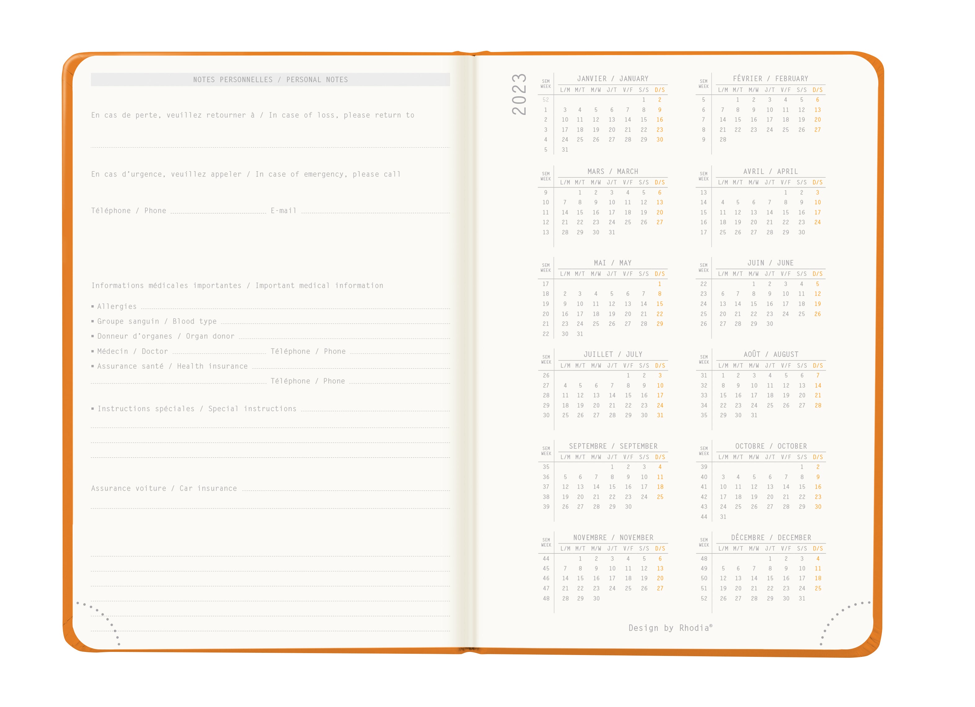 RHODIA 2024 Webplanner A6 Weekly Vertical Orange Default Title
