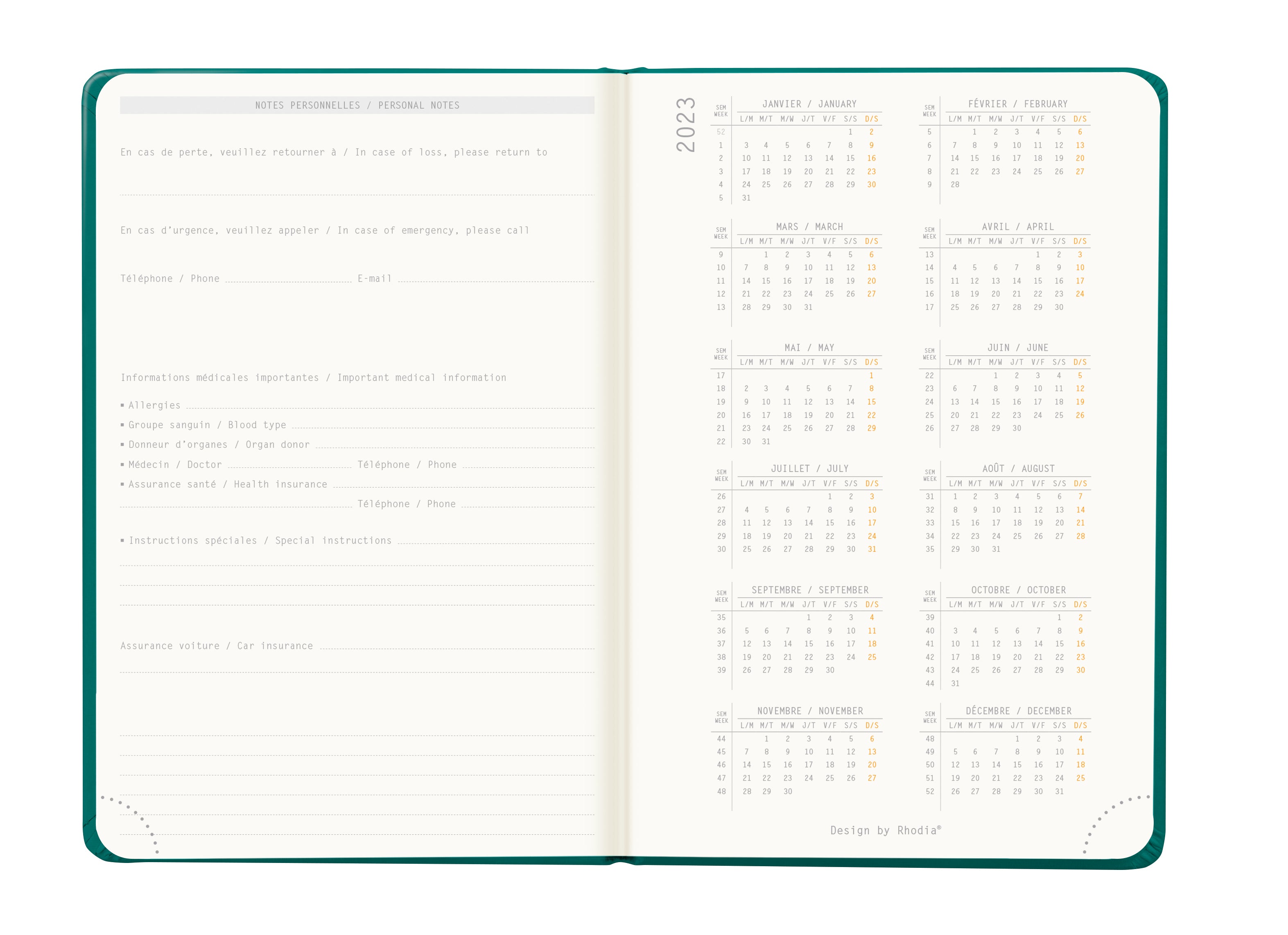 RHODIA 2024 Webplanner A6 Weekly Vertical Peacock Default Title